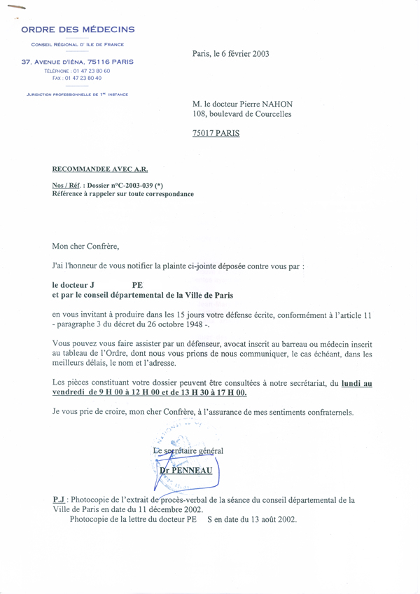 autre plainte contre Pierre Nahon 